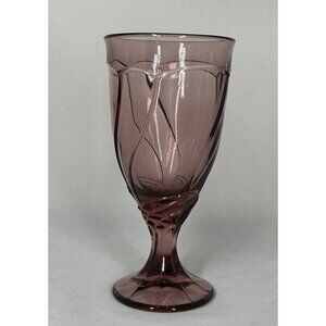 VTG 1 Noritake SWEET SWIRL Cranberry Plum Colored Goblet Glass 7 3/8"